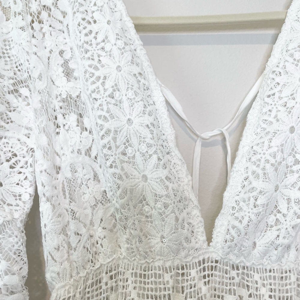 Antica Sartoria Positano lace V neck Italian countryside dress - Italy import - Picture 10 of 16